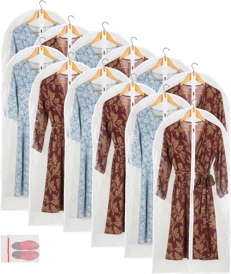 MS KITCHEN Clear Garment Bag Long Garment Bags for Gowns, Vinyl Dress Bags for Closet Storage, Coat Covers for Closet With Zipper Plastic Garment Bags for Hanging Clothes Long Dress - 24'' X 48''/12 Pack - Image 1